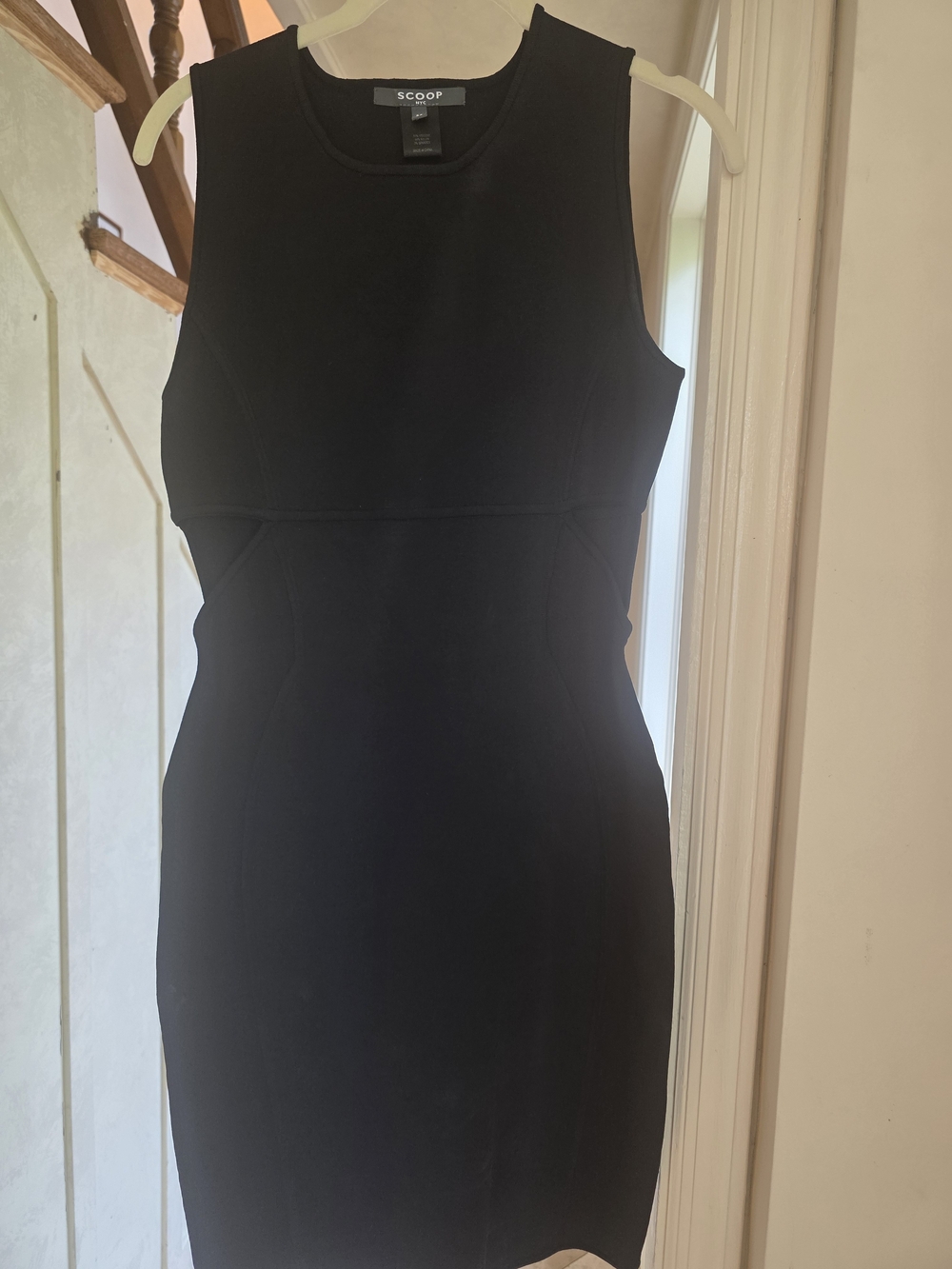 Scoop Tailored Black Sleeveless Sheath Dress